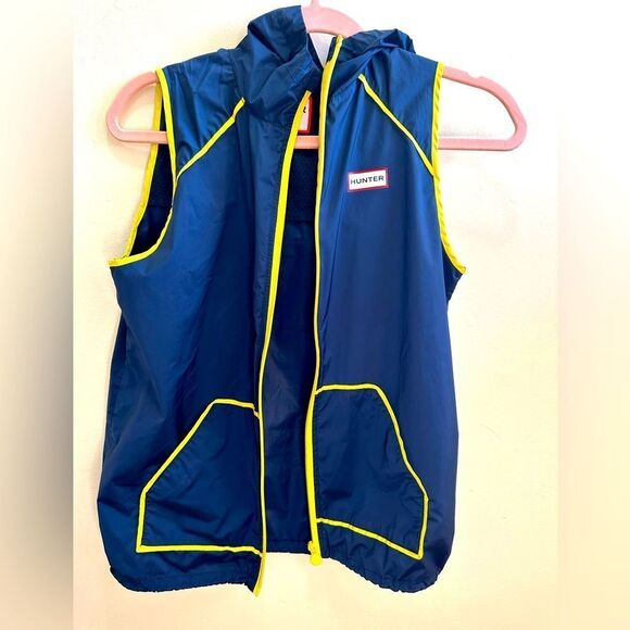 Hunter Other - Hunter Girls Kids Blue & Yellow Hooded Rain Vest Size Large 10/12